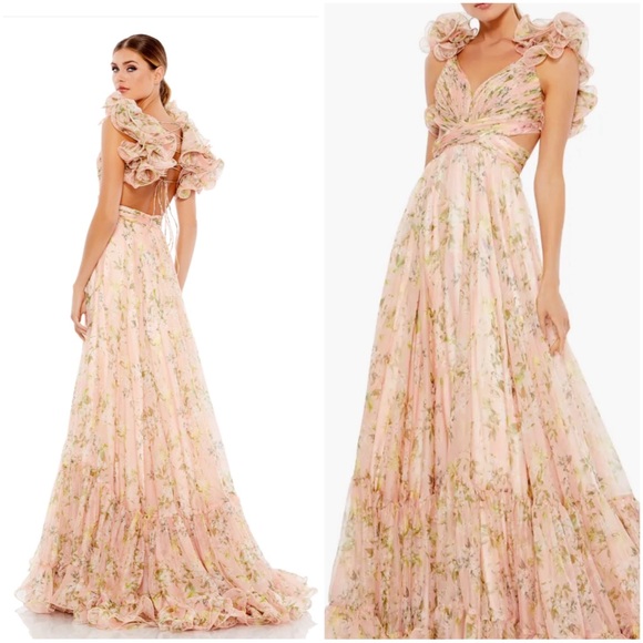 Mac Duggal Dresses & Skirts - Mac Duggal  Ruffle Cutout Floral Gown